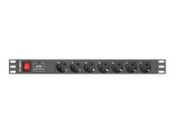 Lanberg PDU-07F-0200-IEC-BK - 1U - Orizzontale - Nero - 7 presa(e) AC - Tipo F - Accoppiatore C14