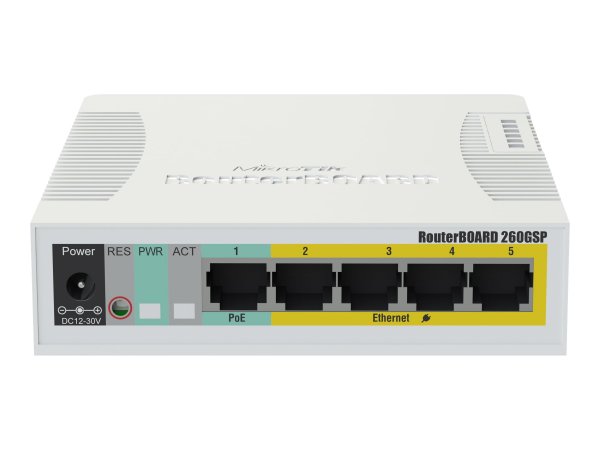 MikroTik RouterBOARD RB260GSP - Switch - managed - 5 x/1000 4 PoE+ 1 SFP - Interruttore - Mini-PCI