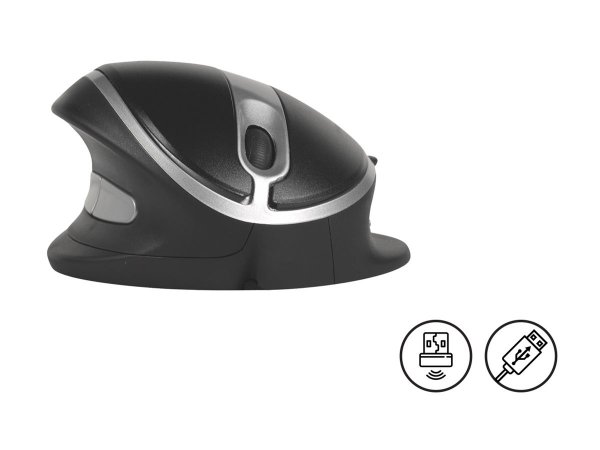 Bakker Oyster Mouse Wired - Ambidestro - Design verticale - Laser - USB tipo A - 1200 DPI - Nero - A