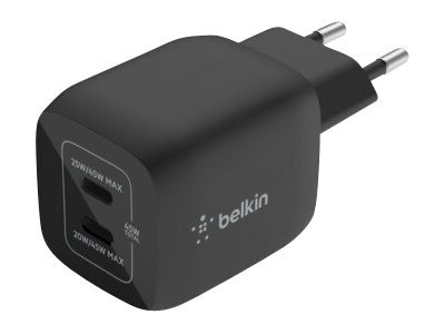Belkin CARICABATTERIA DA PARETE DOPPIO GAN USB-C PPS 45W - Interno - AC - Nero