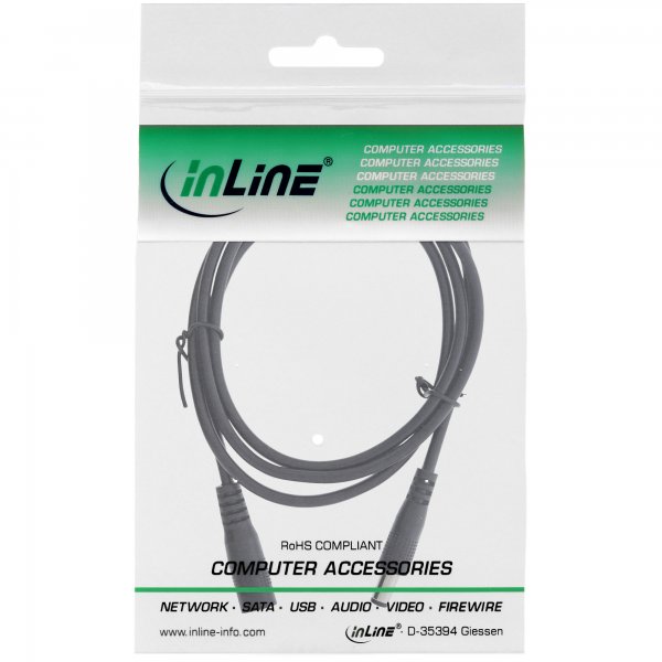 InLine Cavo di prolunga DC - maschio/femmina 5,5x2,1mm - AWG24 - nero - 2m