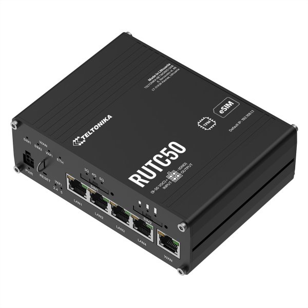 Teltonika RUTC50 V2 eSIM 5G/4G/LTE/3G WiFi 6 Router - Router - WLAN