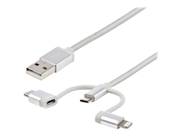 StarTech.com Cavo di ricarica multiplo USB da 1m - Adattatore da USB a Micro-USB o USB-C o Lightning