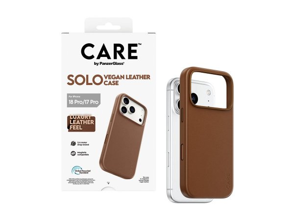 PanzerGlass CARE Solo Vegan Leather Case brown w. MagSafe iPhone 18 Pro/17 Pro