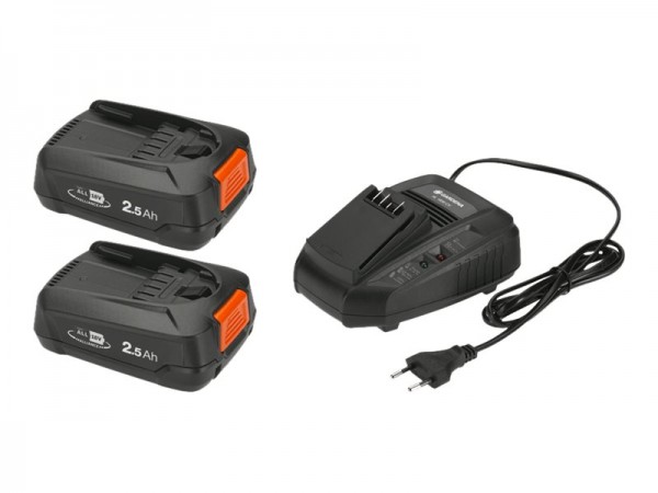 Gardena P4A 2 x PBA 18V/45 + AL 1830 CV - Set batteria e caricabatterie - Ioni di Litio - 2,5 Ah - 1