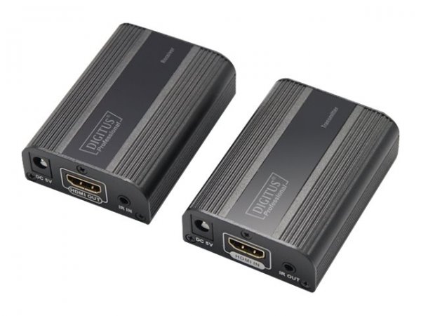 DIGITUS Set di estensori HDMI 4K - 4K/60Hz - Trasmettitore e ricevitore - Cablato - 70 m - Cat6 - Ca