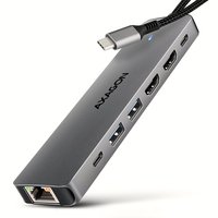 AXAGON HMC-7HX2 USB 5Gbps hub 2x USB-A USB-C HDMI 4k/60Hz RJ-45 GLAN PD 100W