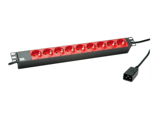 Bachmann 333.937 - 2 m - Interno - Tipo F - Alluminio - Nero - Rosso - 9 presa(e) AC