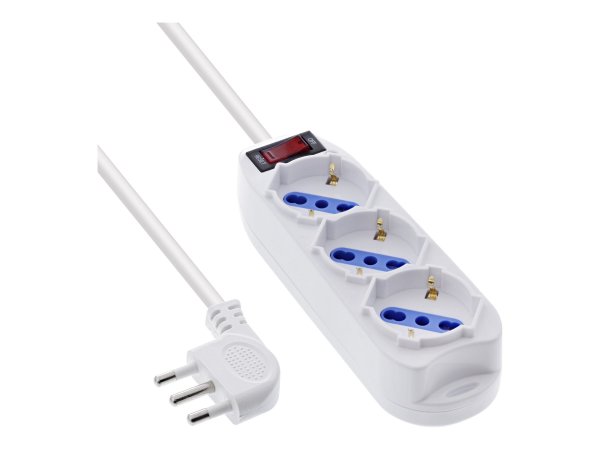 InLine Striscia di prese ITALIA - a 3 vie - con interruttore - 1,5 m - bianco