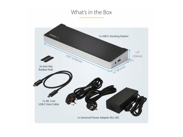 StarTech.com Docking Station USB-C per triplo monitor UHD 4K - Mac e Windows - Dock USB C a HDMI e D