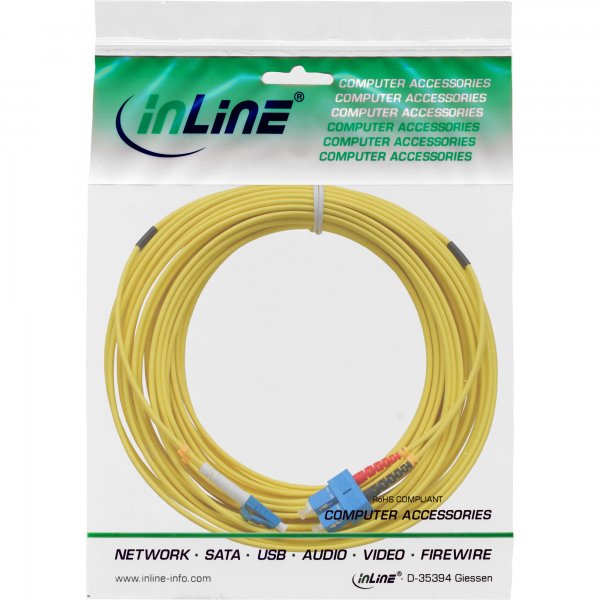 InLine Cavo Duplex - LC/SC 9/125µm - Fibra Ottica OS2 - 10m