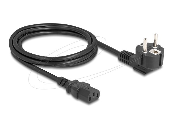 Delock Netzkabel PC Schutzkontaktstecker CEE 7/7 90° gewinkelt auf C13 Buchse 3 x 1 - Cavo - Aliment