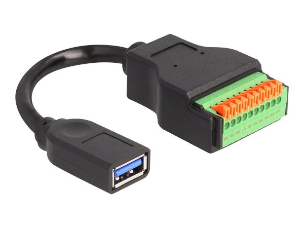 Delock Cavo USB 3.2 Gen 1 Tipo-A femmina per adattatore morsettiera con pulsante 15 cm - 0,15 m - US