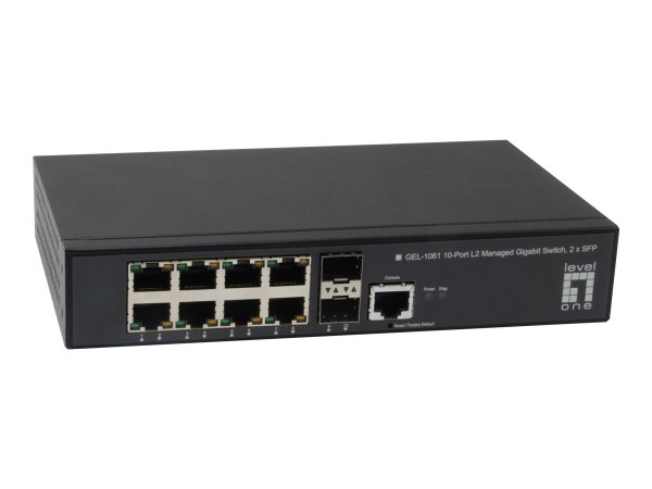 LevelOne GEL-1061 - Switch - managed - 8 x/1000+ 2 SFP - Interruttore - Vetroresina (lwl)