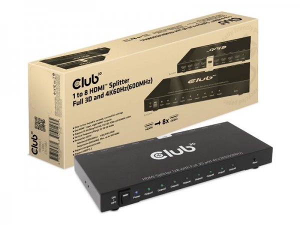 Club 3D CSV-1383 - HDMI - 8x HDMI - 3840 x 2160 Pixel - Nero - 4K Ultra HD - 60 Hz