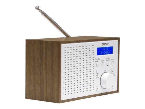 Inter Sales Denver DAB-46WHITE - Internet - Analogico e digitale - DAB+ - FM - 2 W - LCD - Marrone -