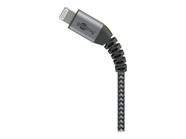 Goobay 49268 - 1 m - Lightning - USB A - Maschio - Maschio - Nero - Grigio